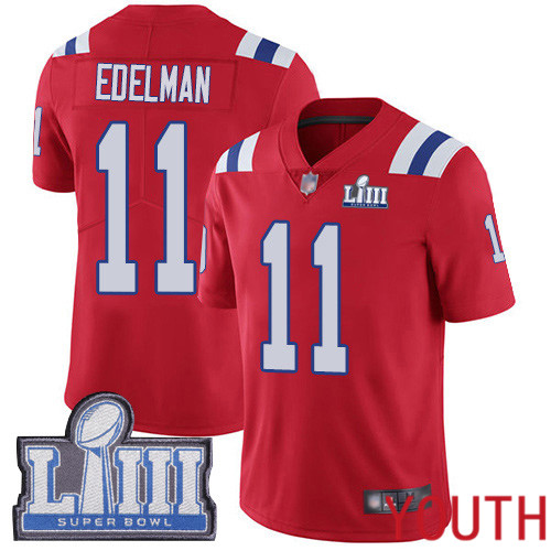 New England Patriots Football #11 Super Bowl LIII Limited Red Youth Julian Edelman Alternate NFL Jersey->new england patriots->NFL Jersey